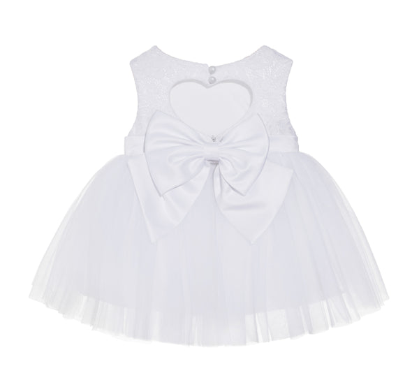 White Lace Heart Cutout Junior Flower Girl Dress Mini Bride Wedding Reception Communion Baptism BB1 White / Champagne / 18-24 Months White Lace Heart Cutout Junior Flower Girl Dress Mini Bride Wedding Reception Communion Baptism BB1 White / Champagne / 18-24 Months