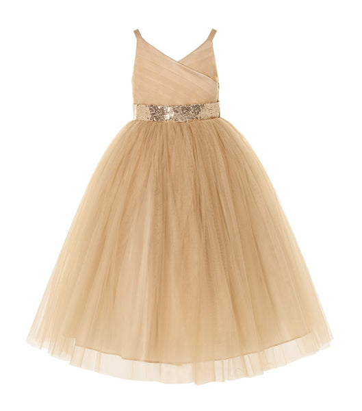 V-Neck Tulle Sequin Flower Girl Dress Junior Bridesmaid Gown 218 | Ekidsbridal V-Neck Tulle Sequin Flower Girl Dress Junior Bridesmaid Gown 218 | Ekidsbridal
