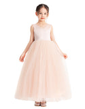 V-Neck Satin Flower Girl Dress for Special Occasions Birthday Gown Father Daughter Dance Recital 522