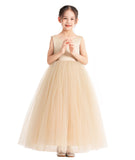 V-Neck Satin Flower Girl Dress for Special Occasions Birthday Gown Father Daughter Dance Recital 522