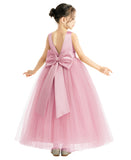 V-Neck Satin Flower Girl Dress for Special Occasions Birthday Gown Father Daughter Dance Recital 522