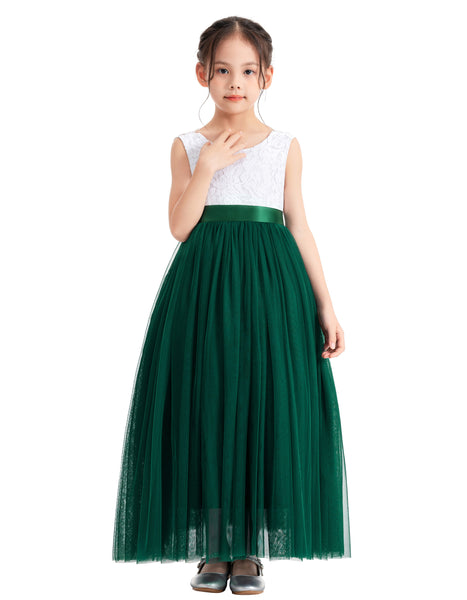 Flower Girl Color Dresses Scalloped Lace Back Special Occasions for Pageants Junior Bridesmaids 207R