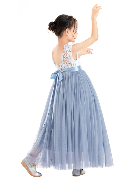 Flower Girl Color Dresses Scalloped Lace Back Special Occasions for Pageants Junior Bridesmaids 207R