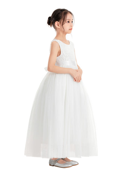 Flower Girl Color Dresses Scalloped Lace Back Special Occasions for Pageants Junior Bridesmaids 207R