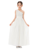 One Shoulder Sequins Chiffon Flower Girl Dress for Special Occasions Photoshoot Ceremonial Gown 328