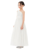 One Shoulder Sequins Chiffon Flower Girl Dress for Special Occasions Photoshoot Ceremonial Gown 328