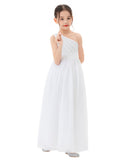 One Shoulder Sequins Chiffon Flower Girl Dress for Special Occasions Photoshoot Ceremonial Gown 328