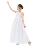 One Shoulder Sequins Chiffon Flower Girl Dress for Special Occasions Photoshoot Ceremonial Gown 328