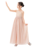 One Shoulder Sequins Chiffon Flower Girl Dress for Special Occasions Photoshoot Ceremonial Gown 328