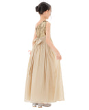 One Shoulder Sequins Chiffon Flower Girl Dress for Special Occasions Photoshoot Ceremonial Gown 328