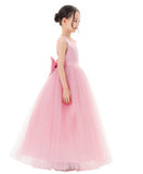 Satin Backless Tulle Flower Girl Dresses for Special Occasions Bridesmaid Pretty Princess Gown 722