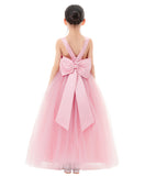 Satin Backless Tulle Flower Girl Dresses for Special Occasions Bridesmaid Pretty Princess Gown 722