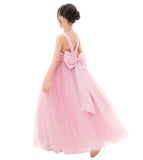 Satin Backless Tulle Flower Girl Dresses for Special Occasions Bridesmaid Pretty Princess Gown 722