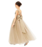 Satin Backless Tulle Flower Girl Dresses for Special Occasions Bridesmaid Pretty Princess Gown 722