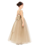 Satin Backless Tulle Flower Girl Dresses for Special Occasions Bridesmaid Pretty Princess Gown 722