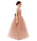 Satin Backless Tulle Flower Girl Dresses for Special Occasions Bridesmaid Pretty Princess Gown 722