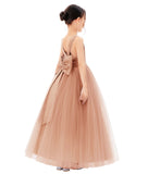 Satin Backless Tulle Flower Girl Dresses for Special Occasions Bridesmaid Pretty Princess Gown 722