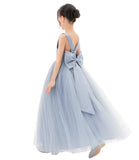 Satin Backless Tulle Flower Girl Dresses for Special Occasions Bridesmaid Pretty Princess Gown 722