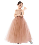 Satin Backless Tulle Flower Girl Dresses for Special Occasions Bridesmaid Pretty Princess Gown 722