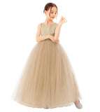 Satin Backless Tulle Flower Girl Dresses for Special Occasions Bridesmaid Pretty Princess Gown 722