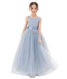 Satin Backless Tulle Flower Girl Dresses for Special Occasions Bridesmaid Pretty Princess Gown 722