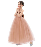 Satin Backless Tulle Flower Girl Dresses for Special Occasions Bridesmaid Pretty Princess Gown 722