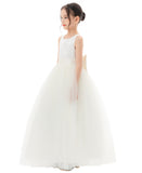 Satin Backless Tulle Flower Girl Dresses for Special Occasions Bridesmaid Pretty Princess Gown 722