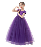 Sequins V-Back Cap Sleeves Formal Flower Girl Dresses for Junior Pageant Christening Church Gown 323