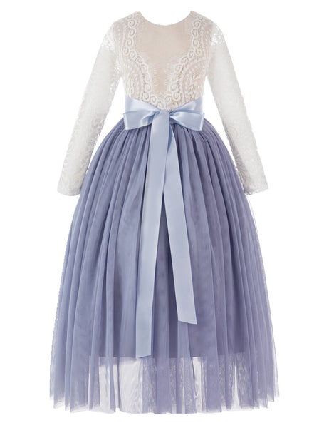 A-Line V-Back Lace Flower Girl Dress with Sleeves Junior Pageant 290R | Ekidsbridal A-Line V-Back Lace Flower Girl Dress with Sleeves Junior Pageant 290R | Ekidsbridal