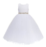 Lace Heart Cutout Back Flower Girl Dress with Rhinestone Sash Communion Baptism Christening 172R2