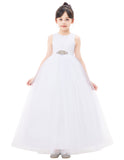 Heart Cutout Floral Lace Flower Girl Dress with Rhinestone Sash Junior Bridesmaid Gown Toddler 172R3