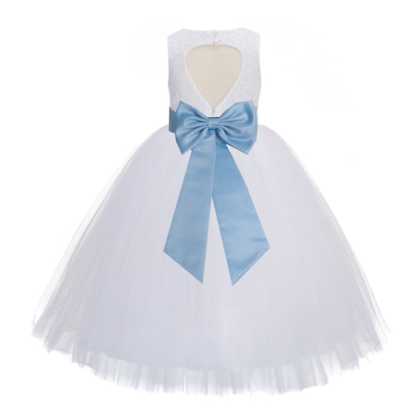 White Floral Lace Heart Cutout Flower Girl Dress Communion Baptism Junior Bridesmaid Dress 172T(3) Dusty Lavender / 12 White Floral Lace Heart Cutout Flower Girl Dress Communion Baptism Junior Bridesmaid Dress 172T(3) Dusty Lavender / 12