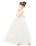 Floral Lace Heart Cutout Flower Girl Dresses for Wedding Pageants Junior Bridesmaid Gown 172noFT