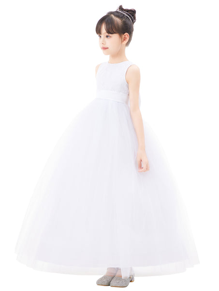 Floral Lace Heart Cutout Flower Girl Dresses for Wedding Pageants Junior Bridesmaid Gown 172noFT