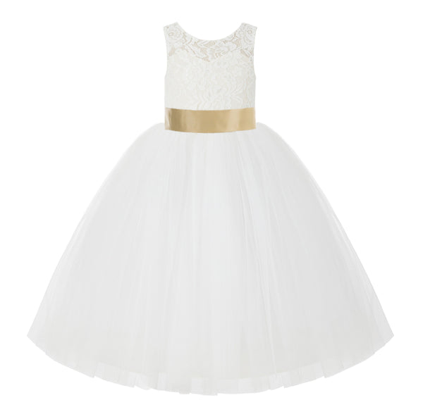 V-Back Ivory Lace Tulle Flower Girl Dress with Bow Sash Toddlers Baptism Mini Bridal Gown 212noFT(5)