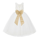 V-Back Ivory Lace Tulle Flower Girl Dress with Bow Sash Toddlers Baptism Mini Bridal Gown 212noFT(5)