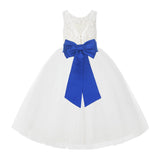 V-Back Ivory Lace Tulle Flower Girl Dress with Bow Sash Toddlers Baptism Mini Bridal Gown 212noFT(5)