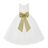 V-Back Ivory Lace Tulle Flower Girl Dress with Bow Sash Toddlers Baptism Mini Bridal Gown 212noFT(3)