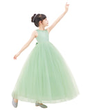 V-Back Satin Flower Girl Dresses with Pearl Beaded Trim for Communion Baptism Christening Gown 241