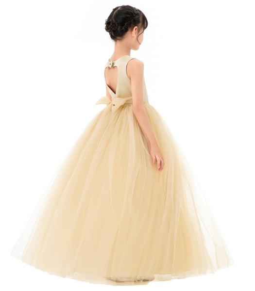 Satin Heart Cutout Tulle Flower Girl Dresses Pretty Princess Ballroom Dance Recital Junior Prom 247