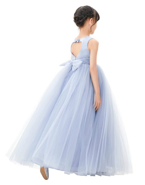 Satin Heart Cutout Tulle Flower Girl Dresses Pretty Princess Ballroom Dance Recital Junior Prom 247