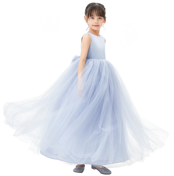 Satin Heart Cutout Tulle Flower Girl Dresses Pretty Princess Ballroom Dance Recital Junior Prom 247