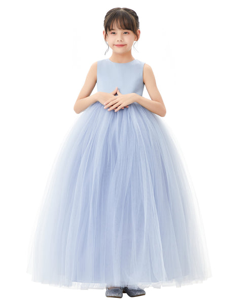 Satin Heart Cutout Tulle Flower Girl Dresses Pretty Princess Ballroom Dance Recital Junior Prom 247