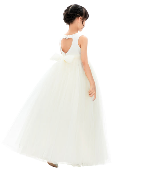 Satin Heart Cutout Tulle Flower Girl Dresses Pretty Princess Ballroom Dance Recital Junior Prom 247