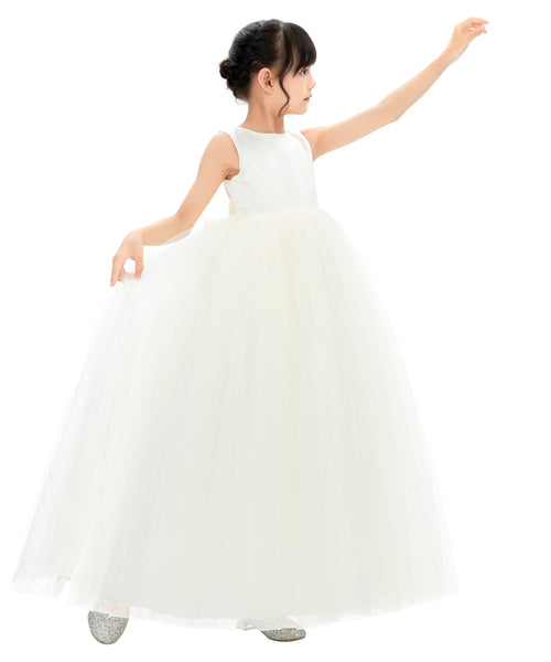 Satin Heart Cutout Tulle Flower Girl Dresses Pretty Princess Ballroom Dance Recital Junior Prom 247