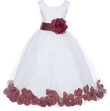 Ivory Elegant Wedding Pageant Special Events Petals Flower Girl Dress with Bow Tie Sash 302T(6)