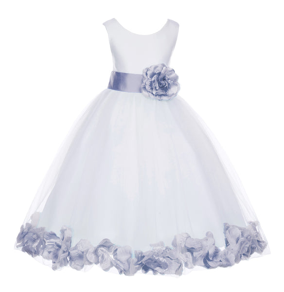 Ivory Tulle Floral Petals Flower Girl Dress Special Occasions Junior Pageant Wedding Holiday 302S(5)