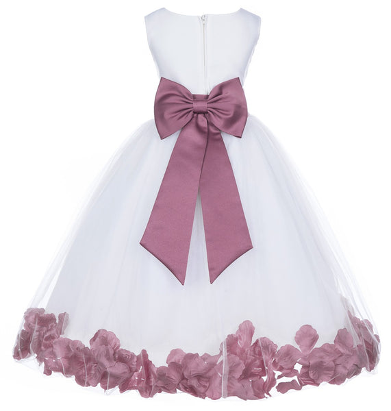 Ivory Elegant Wedding Pageant Special Events Petals Flower Girl Dress with Bow Tie Sash 302T(6)