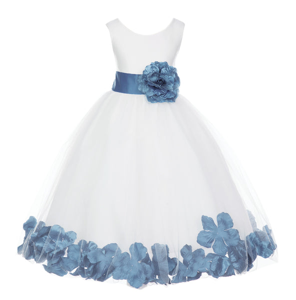 Ivory Elegant Wedding Pageant Special Events Petals Flower Girl Dress with Bow Tie Sash 302T(6)