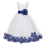 Ivory Elegant Wedding Pageant Special Events Petals Flower Girl Dress with Bow Tie Sash 302T(3)